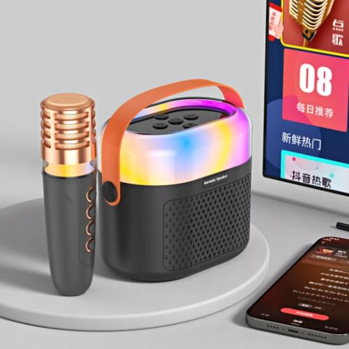 MINI GŁOŚNIK BLUETOOTH 2 MIKROFONY DLA DZIECI ZESTAW DO KARAOKE RGB LED na Arena.pl