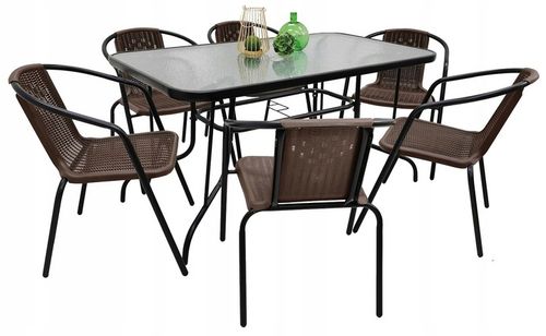 ZESTAW MEBLI OGRODOWYCH NA TARAS STÓŁ 120x70 + 6x KRZESŁA LORETTO BRĄZ MIX na Arena.pl