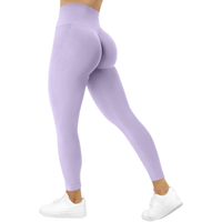 Damskie Legginsy Sportowe Fitness Wysoki Stan Bezszwowe Fioletowe XS