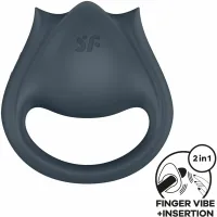 satisfyer perfect pair 2 grey - wielofunkcyjny pierścień i stymulator 2w1