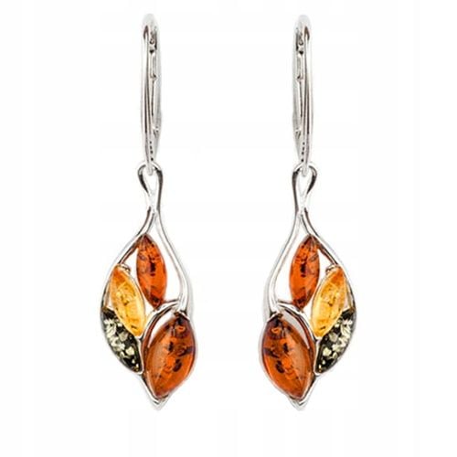 SREBRNE KOLCZYKI WISZĄCE zapięcie angielskie z NATURALNY BURSZTYN srebro925 na Arena.pl