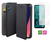 Etui z klapką do MOTOROLA MOTO G06 smart magnet czarny case +szkło na ekran
