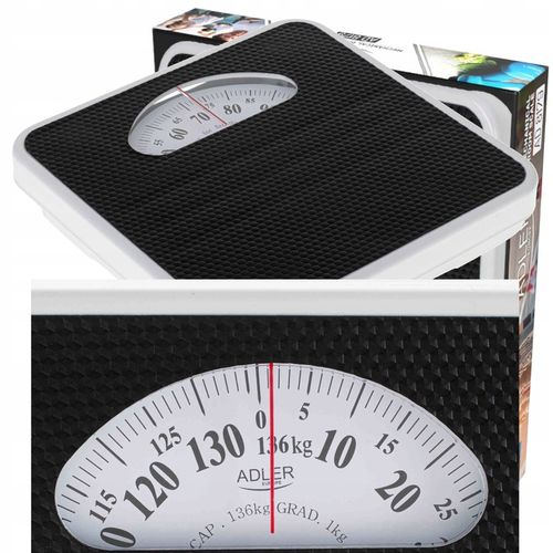 Klasyczna Waga Łazienkowa MECHANICZNA Analogowa do 136kg CZARNA Adler na Arena.pl
