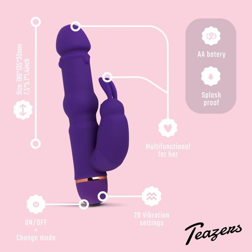 teazers silicone rabbit vibrator - purple na Arena.pl