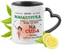 Dla Masażystki Kubek Czarny Z Uszkiem W Kształcie Serca Na Prezent