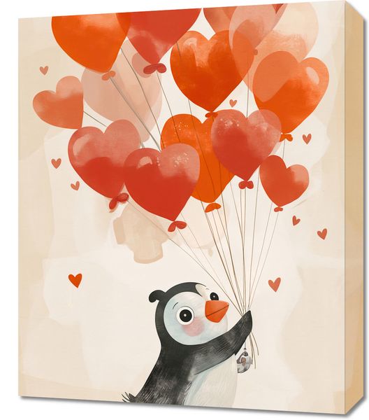 Obraz 50x60cm Pingwinek z Balonami zdjęcie 1