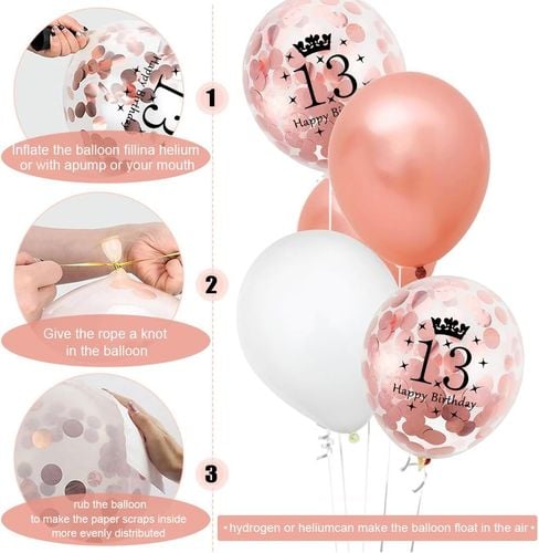 Zestaw Balonów na 13 Urodziny Różowe Złoto Konfetti Baner Gwiazdki XL na Arena.pl