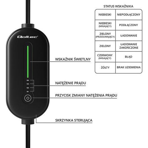 Qoltec Ładowarka EV 3.5kW Typ2 LCD LED IP65 5m na Arena.pl
