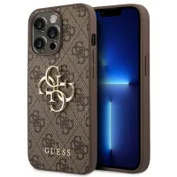 Etui Guess 4G Big Metal Logo na iPhone 14 Pro - brązowe