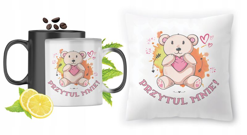Misie Zestaw Kubek Magiczny + Poduszka Z Nadrukiem Ze Zdjęciem zdjęcie 1