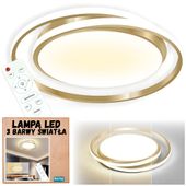Lampa sufitowa plafon LED złota nowoczesna 48 cm na pilot regulacja barwy
