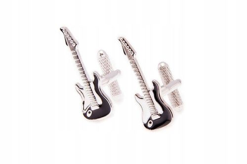 Spinki do mankietów Muzyczne Gitara Elektryczna Czarna prezent dla muzyka na Arena.pl