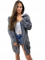 KARDIGAN Z KAPTUREM BLOGERSKI CIEPŁY GRUBY SPLOT