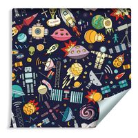 Tapeta Dla Dzieci - Planety, Gwiazdy, Rakiety i Kosmonauci