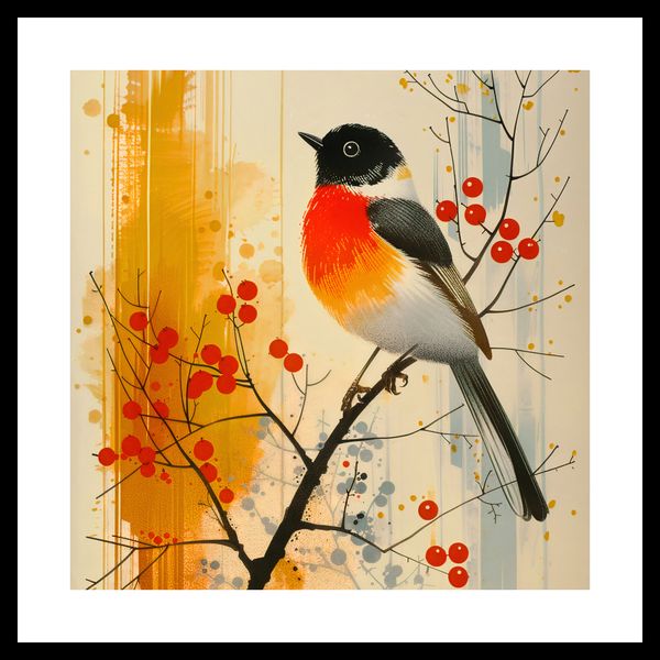 Plakat 30x30cm Jesienny Rudzik zdjęcie 3