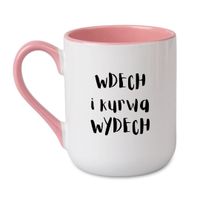 KUBEK "WDECH I KURWA WYDECH" Wzór - Elegant Coffee Różowy 330 ml