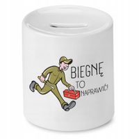 Skarbonka Dla Mechanika Biegnę To Naprawić Prezent Z Nadrukiem Ze Zdjęciem