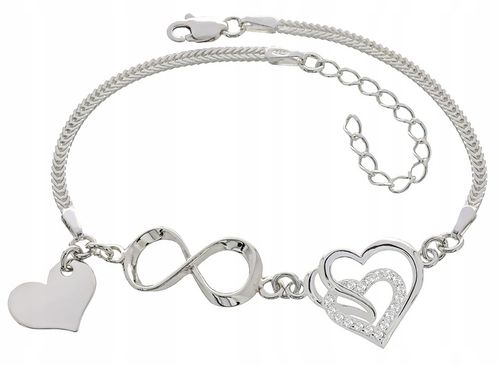 Bransoletka srebrna damska Serce Nieskończoność na Arena.pl