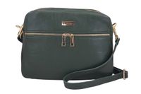 Pojemna torebka skórzana dwukomorowa - Zielona ciemna