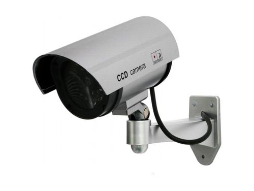 Kamera atrapa led monitoring zewnętrzna ścienna z diodą migająca srebrny na Arena.pl