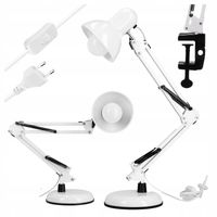 Lampka na Biurko LED Kreślarska Szkolna Regulowana E27 230V Stojąca Klips