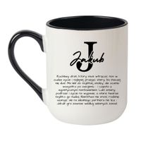 KUBEK Z IMIENIEM "JAKUB" Wzór - Elegant Coffee Czarny 330 ml