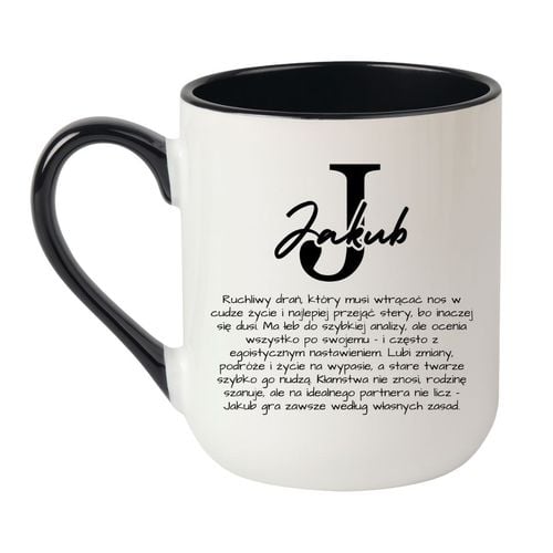 KUBEK Z IMIENIEM "JAKUB" Wzór - Elegant Coffee Czarny 330 ml na Arena.pl
