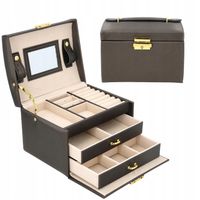 SZKATUŁKA KUFEREK NA BIŻUTERIĘ POJEMNY ELEGANCKI PUDEŁKO LUSTERKO