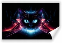 Fototapeta PREMIUM STRUKTURA ZMYWALANA NA WYMIAR neonowa głowa kota