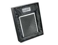 Srebrna Papierośnica z Grawerem Prostokącików w Opakowaniu Prezentowym