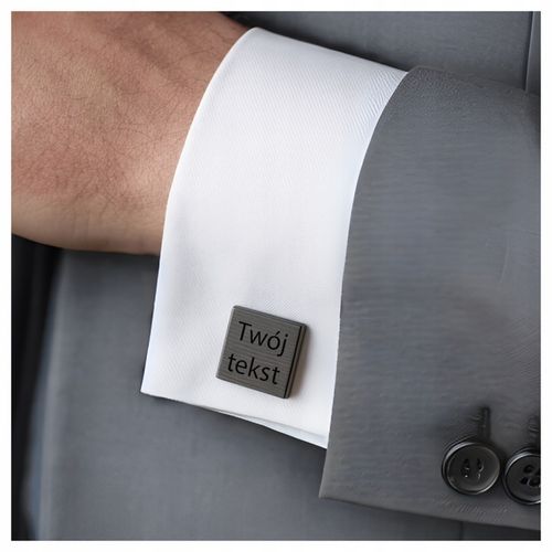 Spinki do mankietów grafitowe grawerowane TWÓJ TEKST GRAFIKA na prezent na Arena.pl