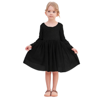 Sukienka dla dziewczynki tiulowa czarna z koronką długi rękaw 110 cm