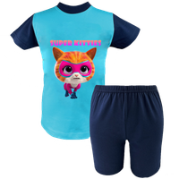 Krótka Piżama dziecięca Superkoty - Super Kitties