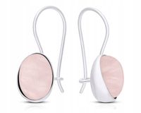 Kolczyki srebrne wiszące naturalny Kwarc Różowy damskie pr.925