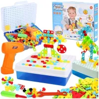 KLOCKI KONSTRUKCYJNE KREATYWNE + WKRĘTARKA BATERIE ŚRUBKI ŚRUBOKRĘT 218 el.