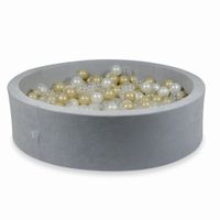 Suchy basen 110x30cm Velvet Soft Jasnoszary z piłeczkami 400szt (przezroczyste, jasnozłote, perłowe)