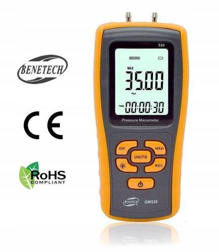 MANOMETR RÓŻNICOWY CYFROWY MIERNIK CIŚNIENIA TESTER PODCIŚNIENIA USB+ LCD na Arena.pl
