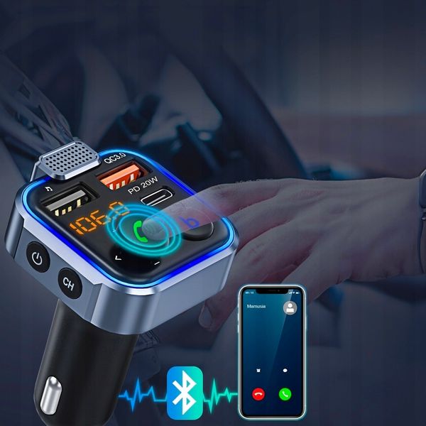 TRANSMITER BLUETOOTH AUDIO FM MP3 BT SZYBKA ŁADOWARKA 3X USB QC 3.0 RGB LED zdjęcie 15