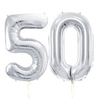 Balony foliowe liczba 50 srebrny, 86 cm