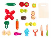 Drewniane Owoce i Warzywa Do Krojenia na Magnes w Skrzynce Zestaw XXL