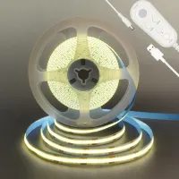 Zestaw taśma LED COB 5V 5m biała neutralna 4000K czujnik ruchu PIR USB