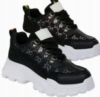 SNEAKERSY buty damskie wysokie platforma skóra modne 38 CZARNE HIT