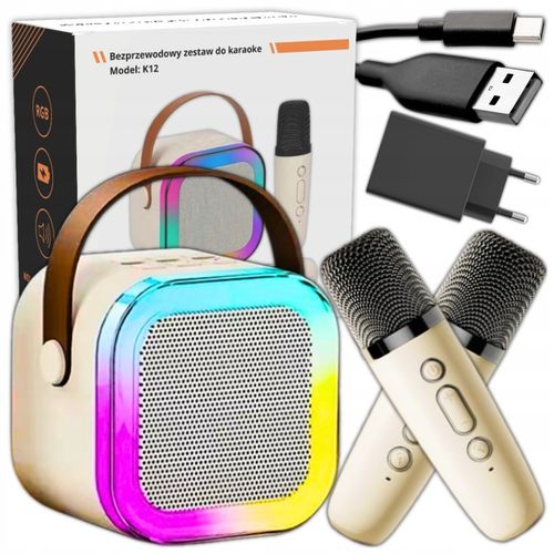 Bezprzewodowy Zestaw Do Karaoke Dla Dzieci Bluetooth Głośnik + 2 mikrofony na Arena.pl