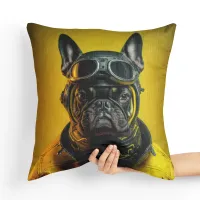 Poduszka Buldog Francuski - Poduszka Dekoracyjna Tył poduszki: - Musztardowy