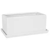 Doniczka ceramiczna z podstawka H 11,5 cm biała szkliwiona