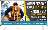 BANER REKLAMOWY 200x100 cm projekt w cenie oczkowany USŁUGI BHP I PPOŻ