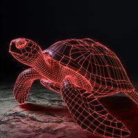 Plakat 70x70cm Neonowy Żółw