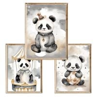 Zestaw trzech plakatów dla dzieci Panda