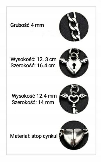 Bransoletki Magnetyczne Komplet 2 Szt Symbol Miłości dla Par Klucz i Kłódka zdjęcie 13