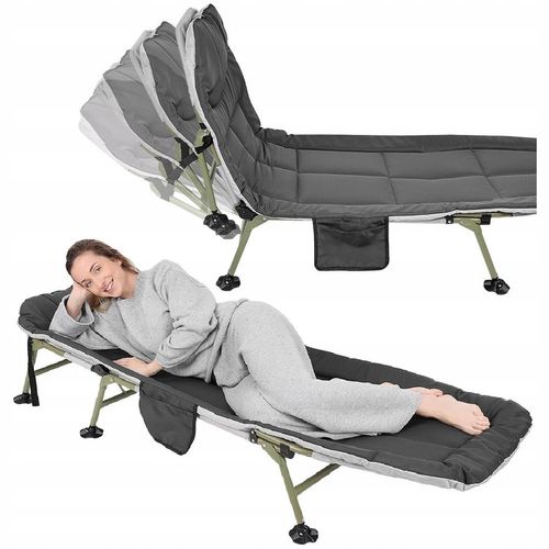 Leżak Solidne Składane Łóżko Turystyczne Kempingowe Regulowane Polowe 190cm na Arena.pl